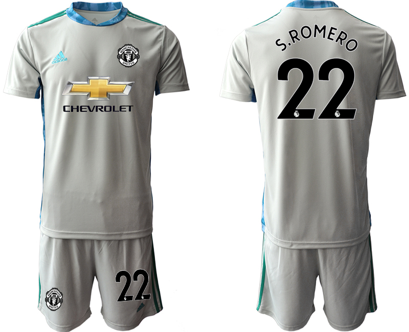 Men 2020-2021 club Manchester United grey goalkeeper #22 Soccer Jerseys->manchester united jersey->Soccer Club Jersey